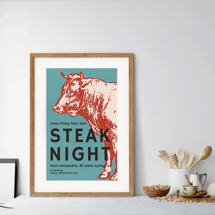 Αφίσα Poster Steak Night με κορνίζα