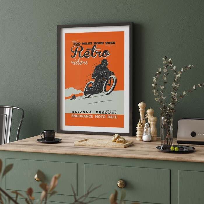Αφίσα Poster Retro riders με κορνίζα