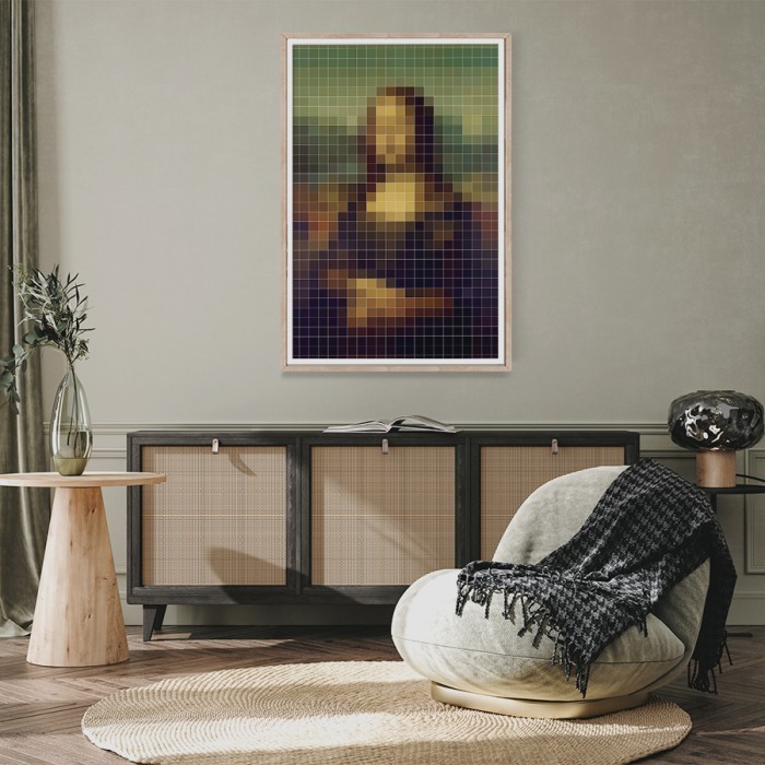 Αφίσα Poster Mona Liza pixel με κορνίζα
