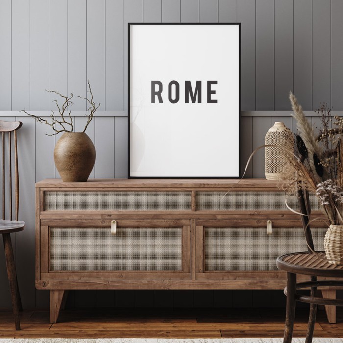 Αφίσα Poster Ρώμη σε λευκό φόντο με κορνίζα