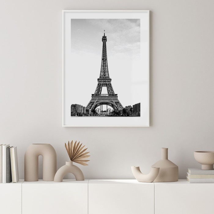 Αφίσα Poster Ασπρόμαυρος Πύργος του Άιφελ στο Παρίσι με κορνίζα