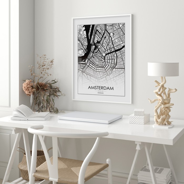 Αφίσα Poster Χάρτης του Άμστερνταμ με κορνίζα