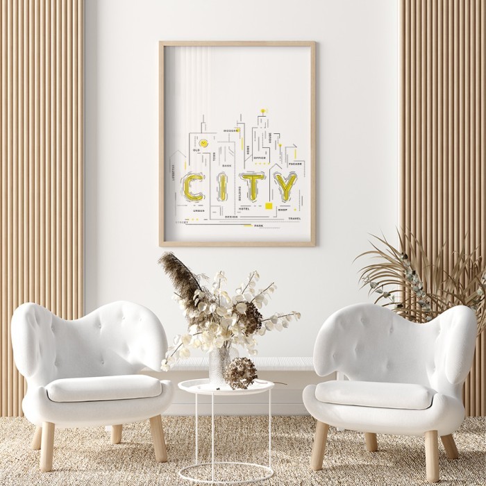 Αφίσα Poster Περίγραμμα μιας πόλης για σαλόνι