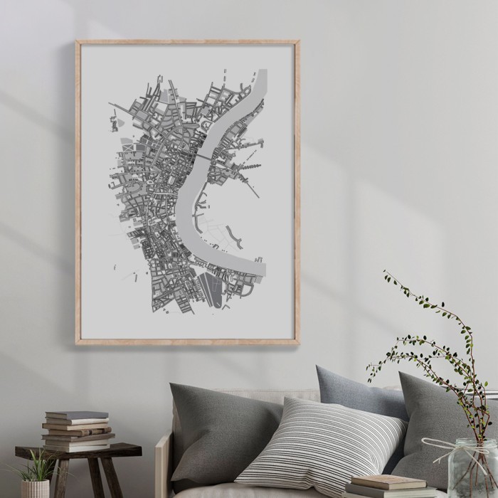 Αφίσα Poster Χάρτης ρυμοτομίας μιας πόλης με κορνίζα