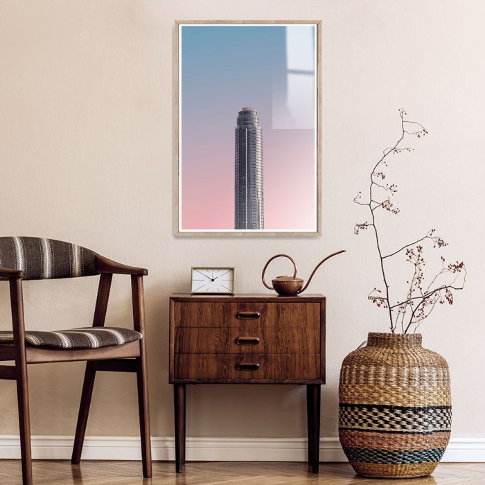 Αφίσα Poster Ουρανοξύστης στην δύση του ηλίου με κορνίζα