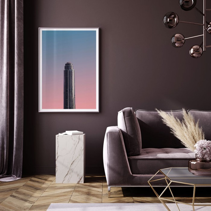 Αφίσα Poster Ουρανοξύστης στην δύση του ηλίου για σαλόνι