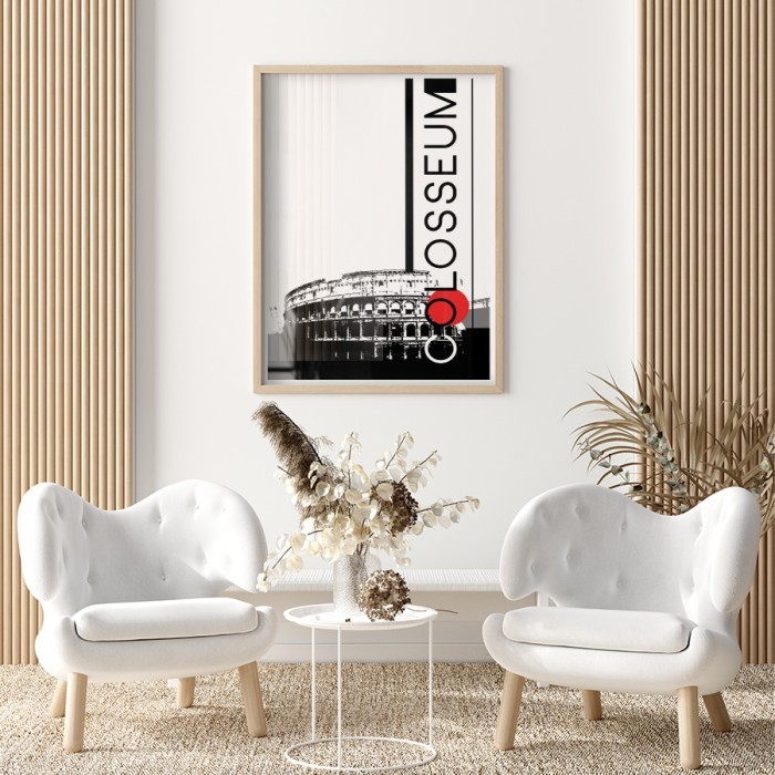 Αφίσα Poster Colosseum with red cycle για σαλόνι