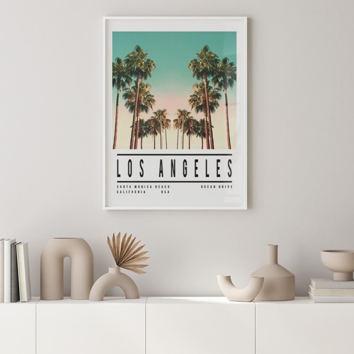Αφίσα Poster Los Angeles Santa Monica Beach με κορνίζα