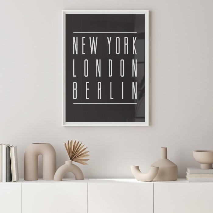 Αφίσα Poster New York London Berlin με κορνίζα