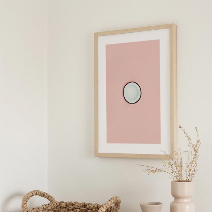Αφίσα Poster Καρύδα σε ροζ φόντο με κορνίζα