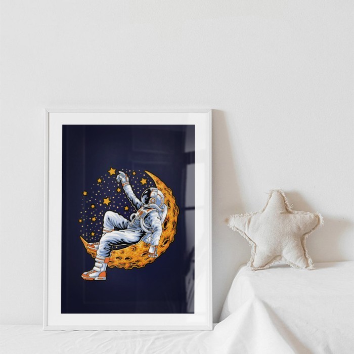 Αφίσα Poster Αστροναύτης στο φεγγάρι με κορνίζα