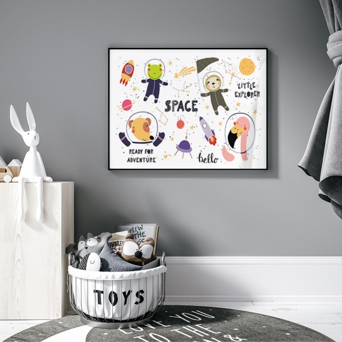 Αφίσα Poster Ζωάκια στο διάστημα 2 για παιδικό δωμάτιο 