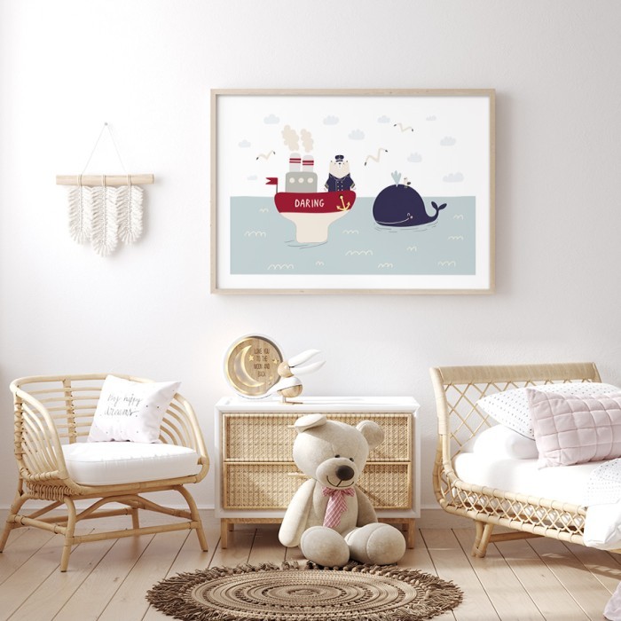 Αφίσα Poster Αρκούδα καπετάνιος για παιδικό δωμάτιο 