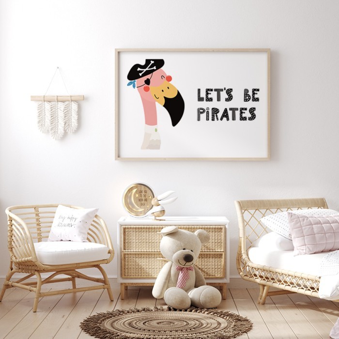 Αφίσα Poster Φλαμίνγκο πειρατής για παιδικό δωμάτιο 