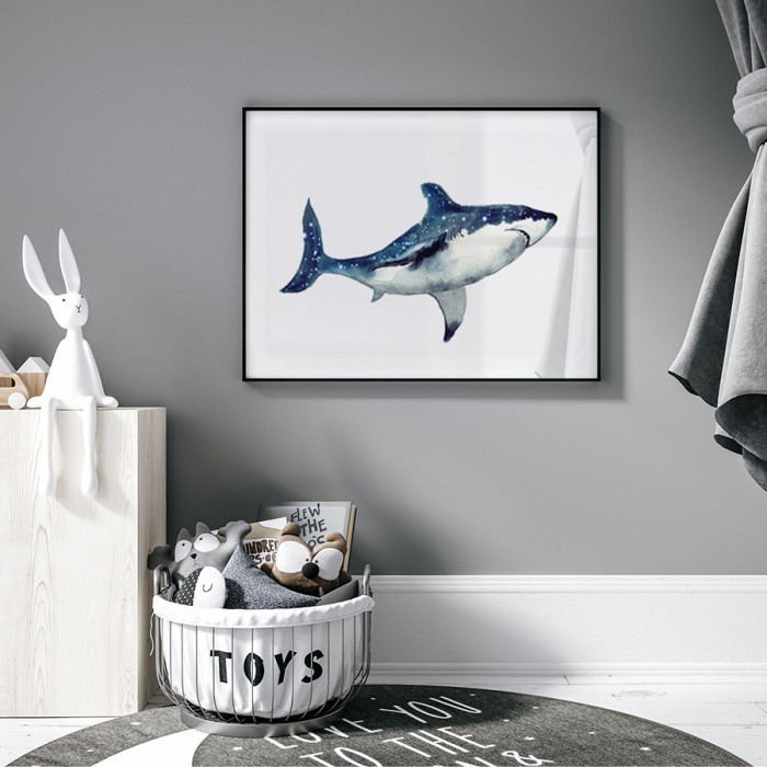 Αφίσα Poster Μπλέ καρχαρίας για παιδικό δωμάτιο 