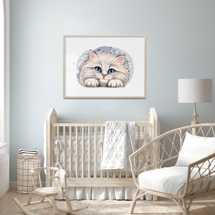 Αφίσα Poster Γάτα με γαλάζια μάτια για βρεφικό δωμάτιο