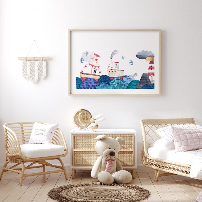 Αφίσα Poster Καραβάκια στη θάλασσα για παιδικό δωμάτιο 