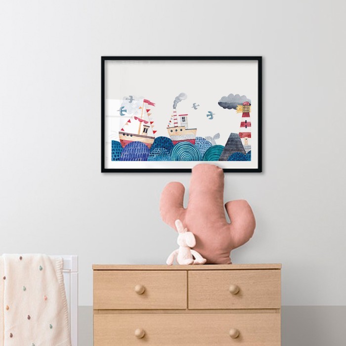 Αφίσα Poster Καραβάκια στη θάλασσα με κορνίζα
