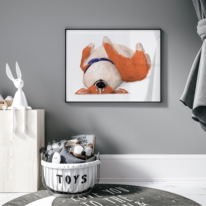 Αφίσα Poster Πορτοκαλί σκύλος για παιδικό δωμάτιο 
