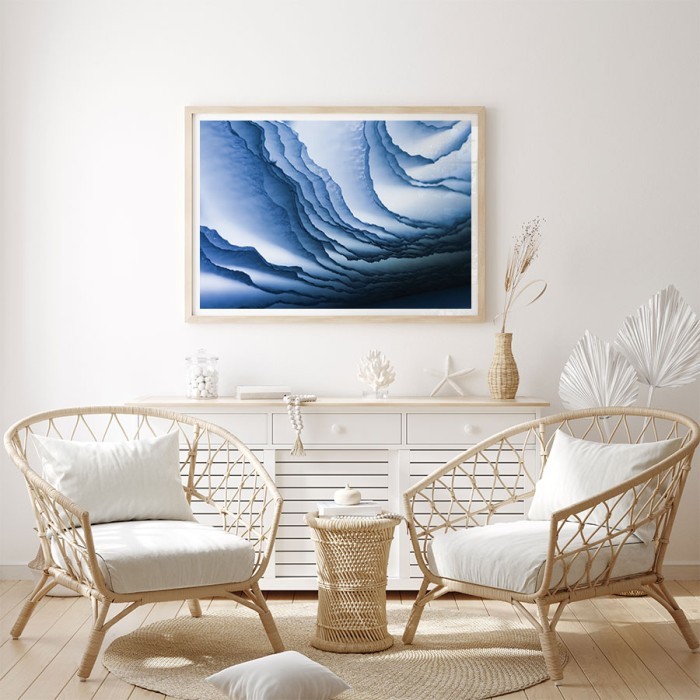 Αφίσα Poster Μπλε κύματα για σαλόνι
