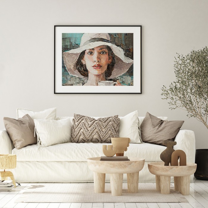 Αφίσα Poster Γυναίκα με καπέλο για σαλόνι