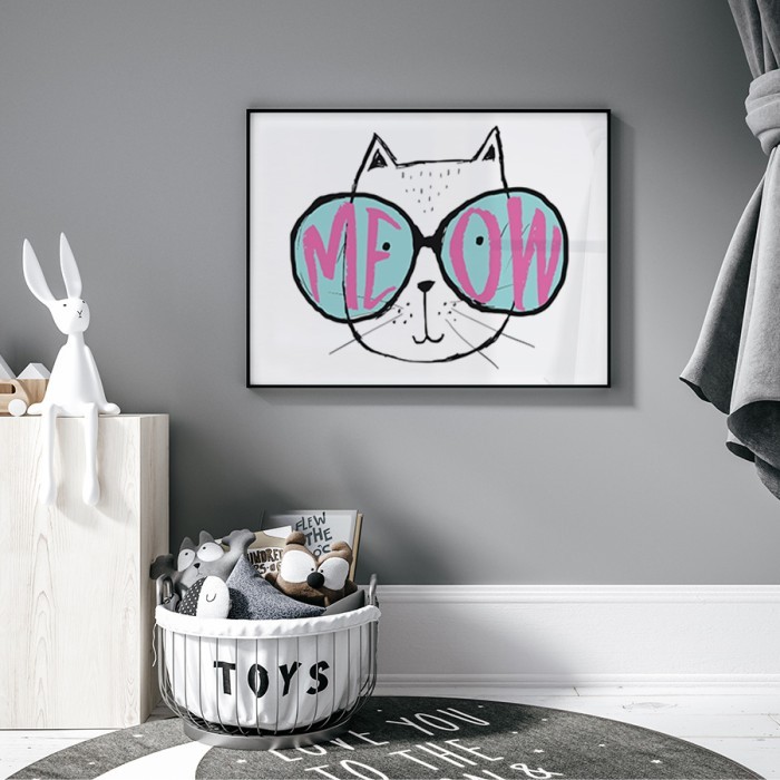 Αφίσα Poster Γάτα με γυαλιά για παιδικό δωμάτιο 