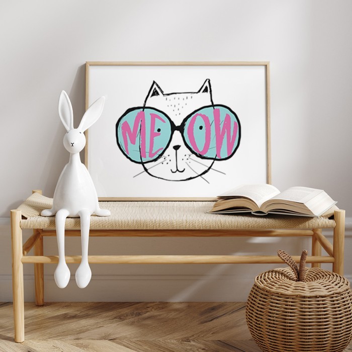 Αφίσα Poster Γάτα με γυαλιά με κορνίζα