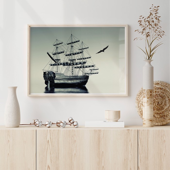 Αφίσα Poster Πειρατικό καράβι με κορνίζα