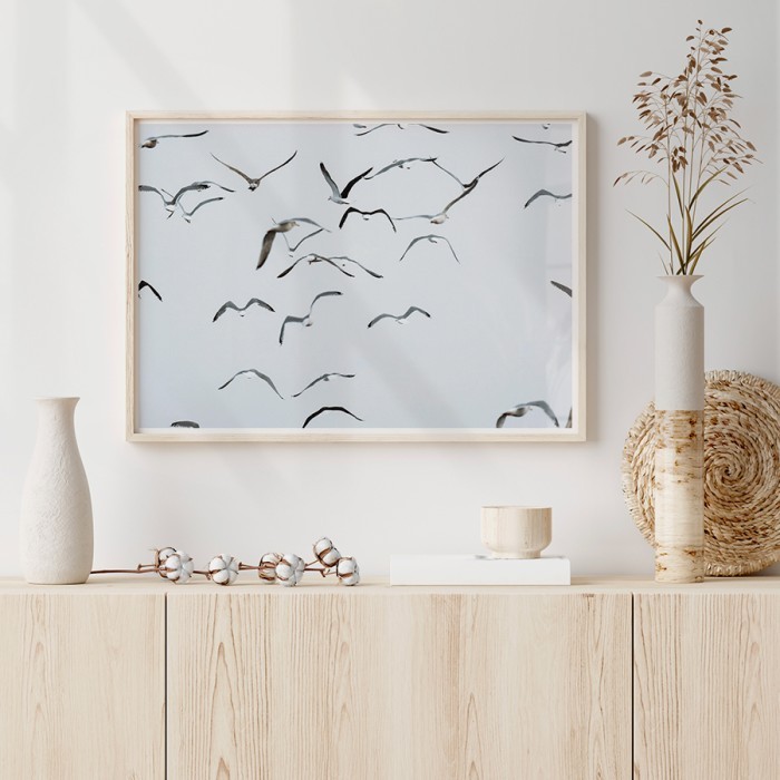 Αφίσα-Poster Σμήνος πουλιών με κορνίζα 