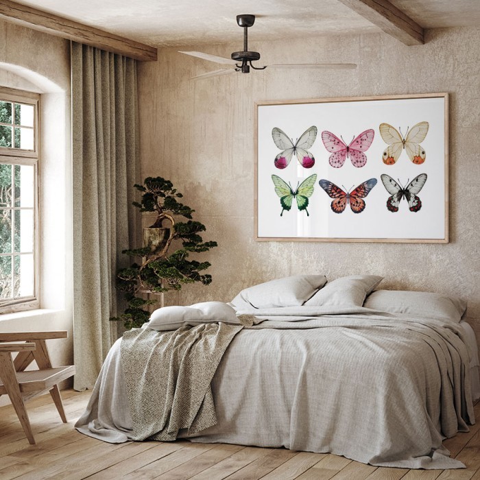 Αφίσα-Poster Πολύχρωμες Πεταλούδες με κορνίζα 