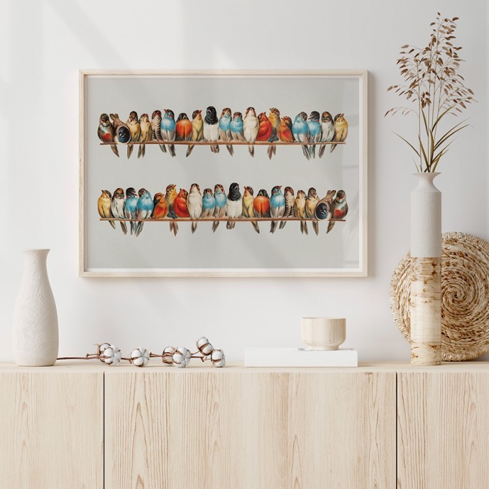Αφίσες δωματίου Παρέα με πολύχρωμα πουλιά