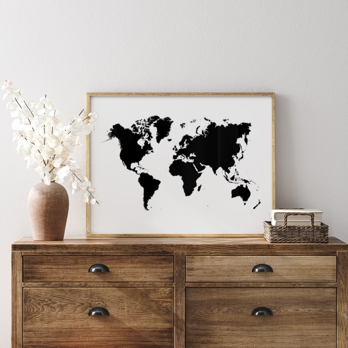 Αφίσα Poster Retro Παγκόσμιος χάρτης με κορνίζα