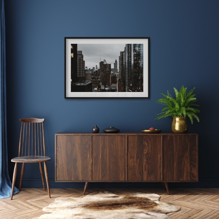 Αφίσα Poster Θέα με τους λαμπερούς ουρανοξύστες της Νέας Υόρκης δωματίου