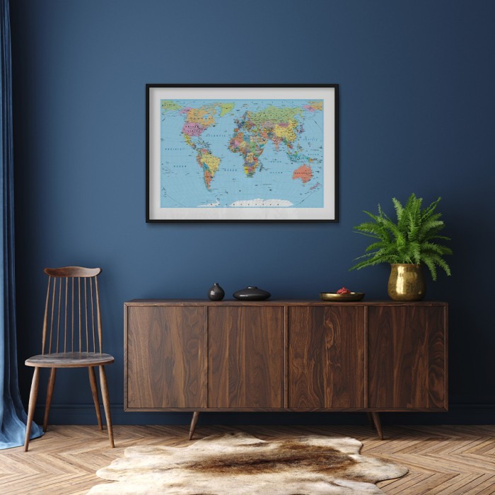 Αφίσα Poster Έγχρωμος παγκόσμιος χάρτης δωματίου