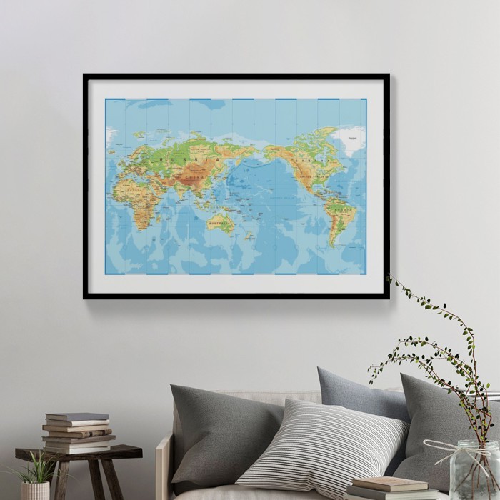 Αφίσα Poster Γεωπολιτικός παγκόσμιος χάρτης με κορνίζα