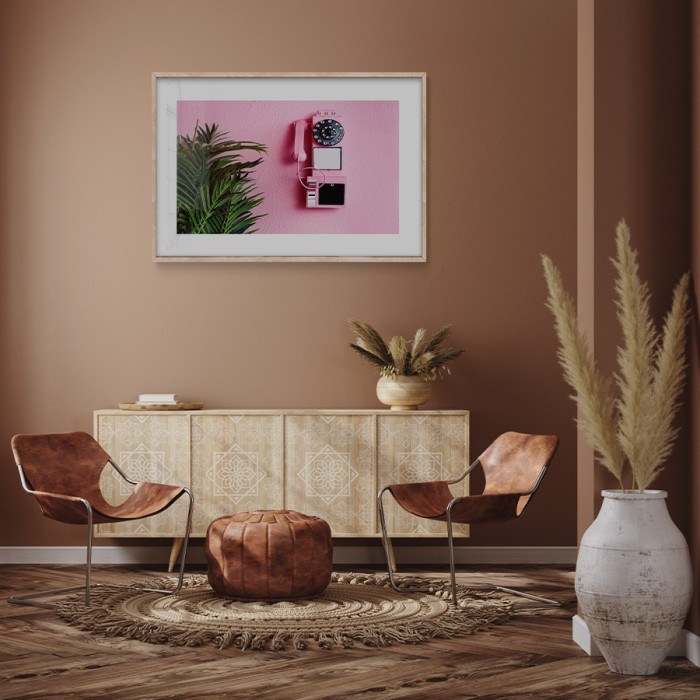 Αφίσα Poster Τηλέφωνο σε ροζ φόντο για σαλόνι
