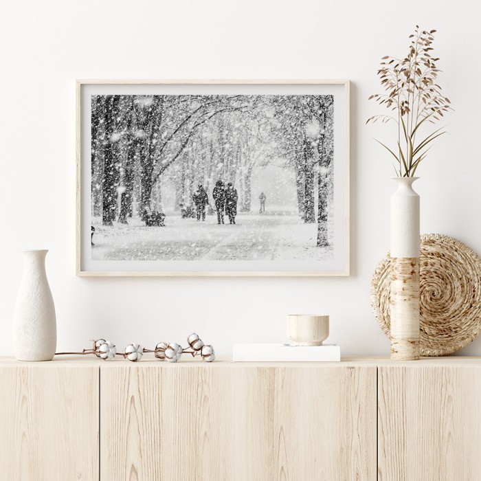 Αφίσα Poster Χιονισμένο τοπίο με κορνίζα