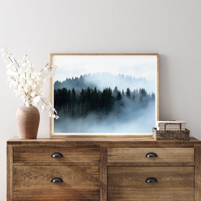 Αφίσα Poster Δάσος με ομίχλη με κορνίζα