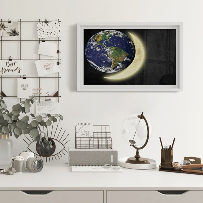 Αφίσα Poster Γη και Σελήνη με κορνίζα