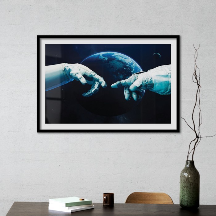 Αφίσα Poster Αστροναύτες και Γη με κορνίζα