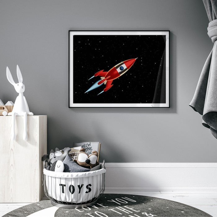  Αφίσα Poster Κόκκινος πύραυλος για παιδικό δωμάτιο 