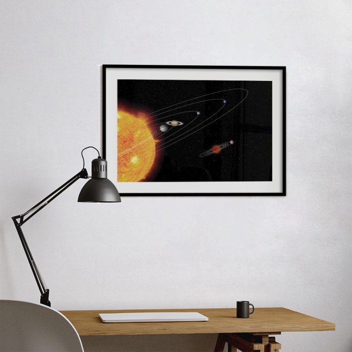 Αφίσα Poster Ήλιος και πλανήτες με κορνίζα