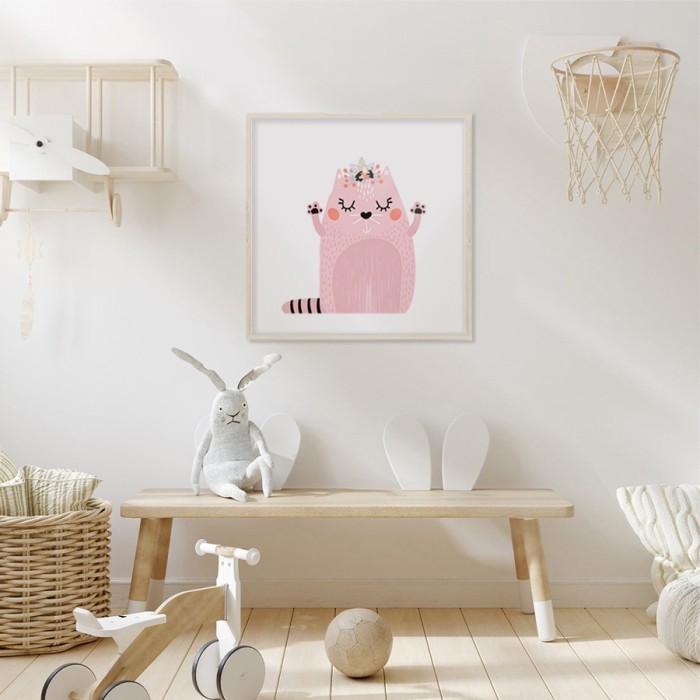 Αφίσα Poster Ροζ γατούλα για παιδικό δωμάτιο 