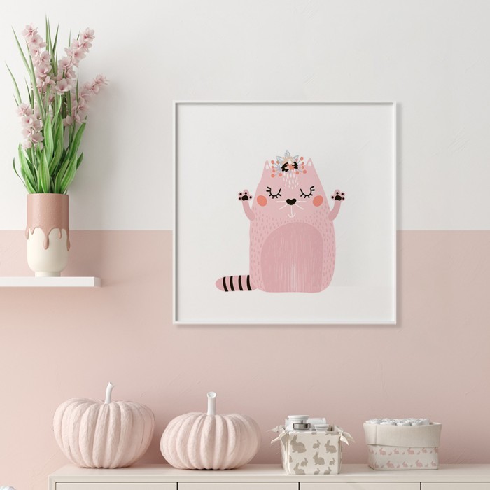 Αφίσα Poster Ροζ γατούλα με κορνίζα