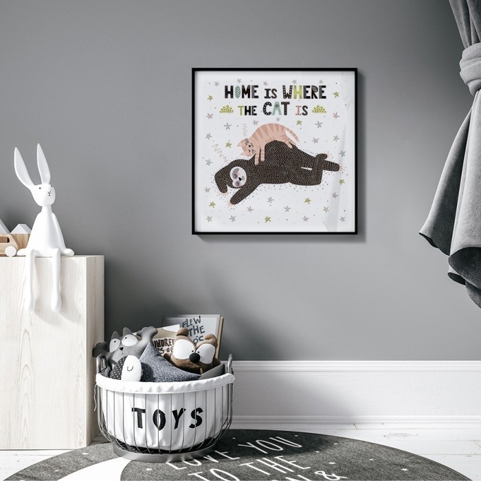 Αφίσα Poster Αρκουδάκι και γατούλα για παιδικό δωμάτιο 