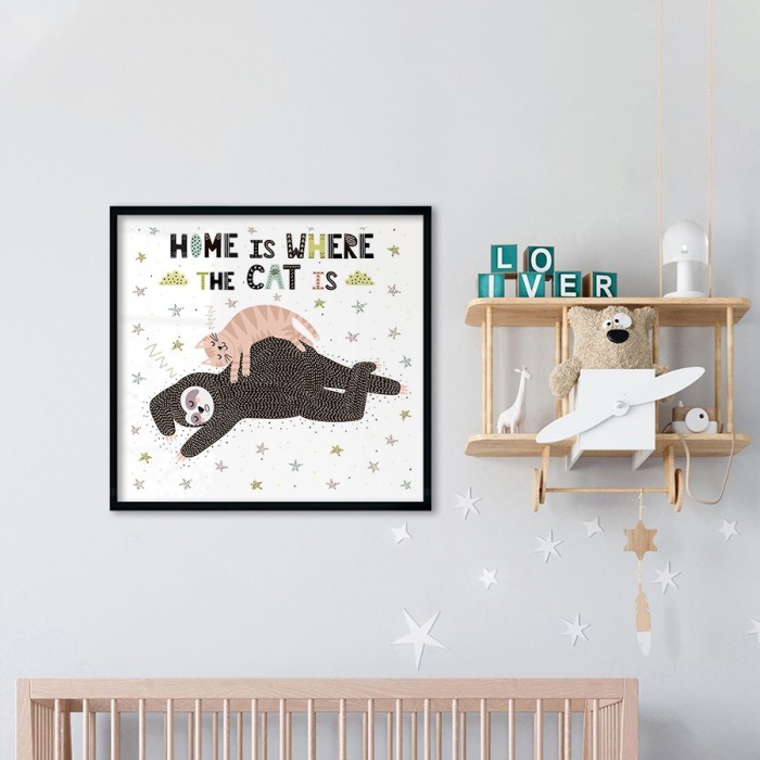 Αφίσα Poster Αρκουδάκι και γατούλα με κορνίζα