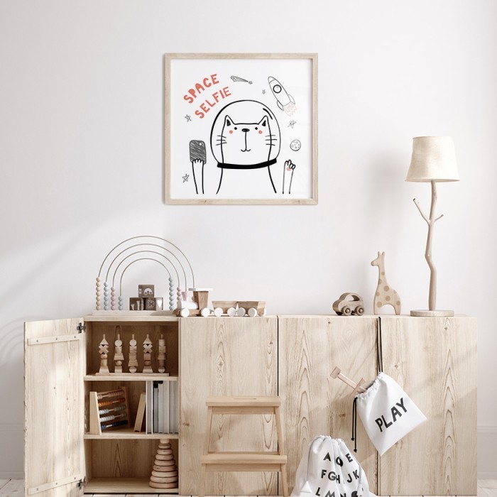 Αφίσα Poster Γάτος στο διάστημα για παιδικό δωμάτιο 