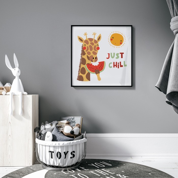 Αφίσα Poster Καμηλοπάρδαλη με καρπούζι για παιδικό δωμάτιο 