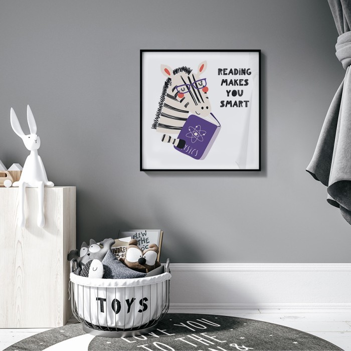 Αφίσα Poster Ζέβρα που διαβάζει για παιδικό δωμάτιο 