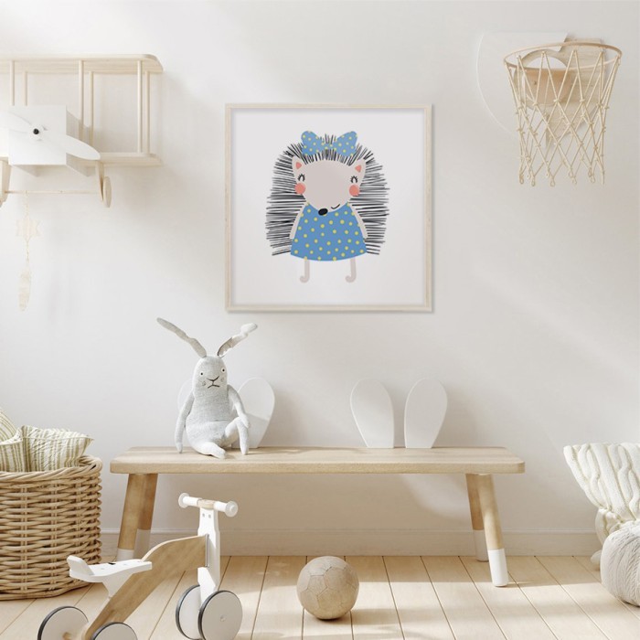 Αφίσα Poster Σκαντζόχοιρος με πουά φόρεμα για παιδικό δωμάτιο 